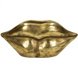 Planter Lips Polyresin Gold