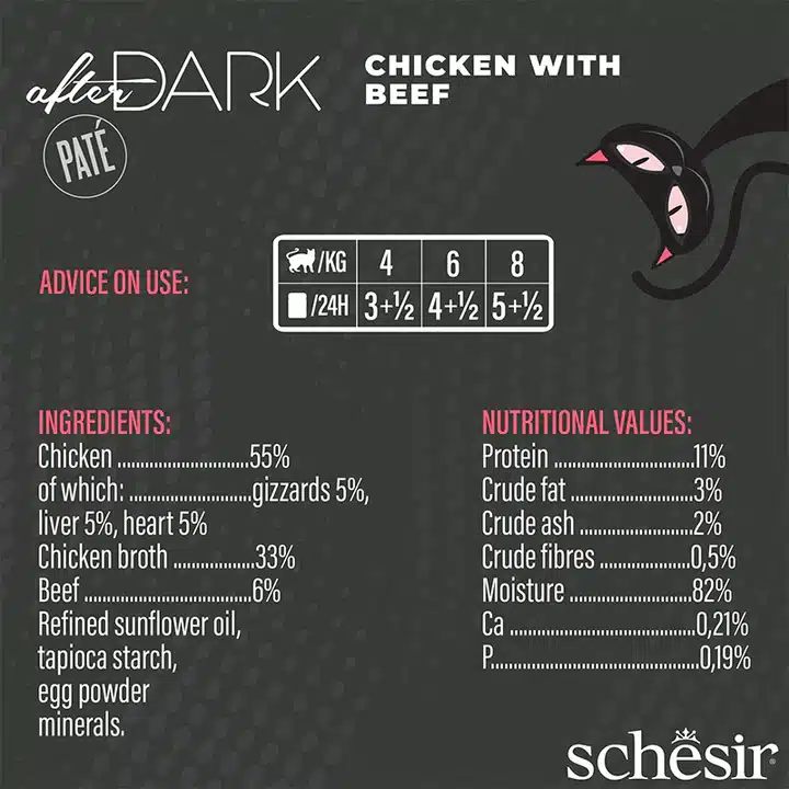 Schesir After Dark kanaliha + loomaliha märg toit kassidele 80g 3 Schesir After Dark kanaliha + loomaliha märg toit kassidele 80g - Pilt 3