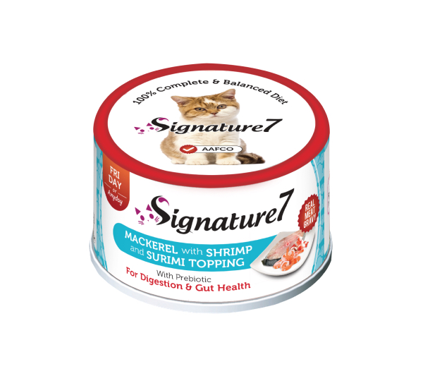 Signature7 Mackerel with Shrimp and Surimi konserv kassidele 70g 1 Signature7 Mackerel with Shrimp and Surimi konserv kassidele 70g