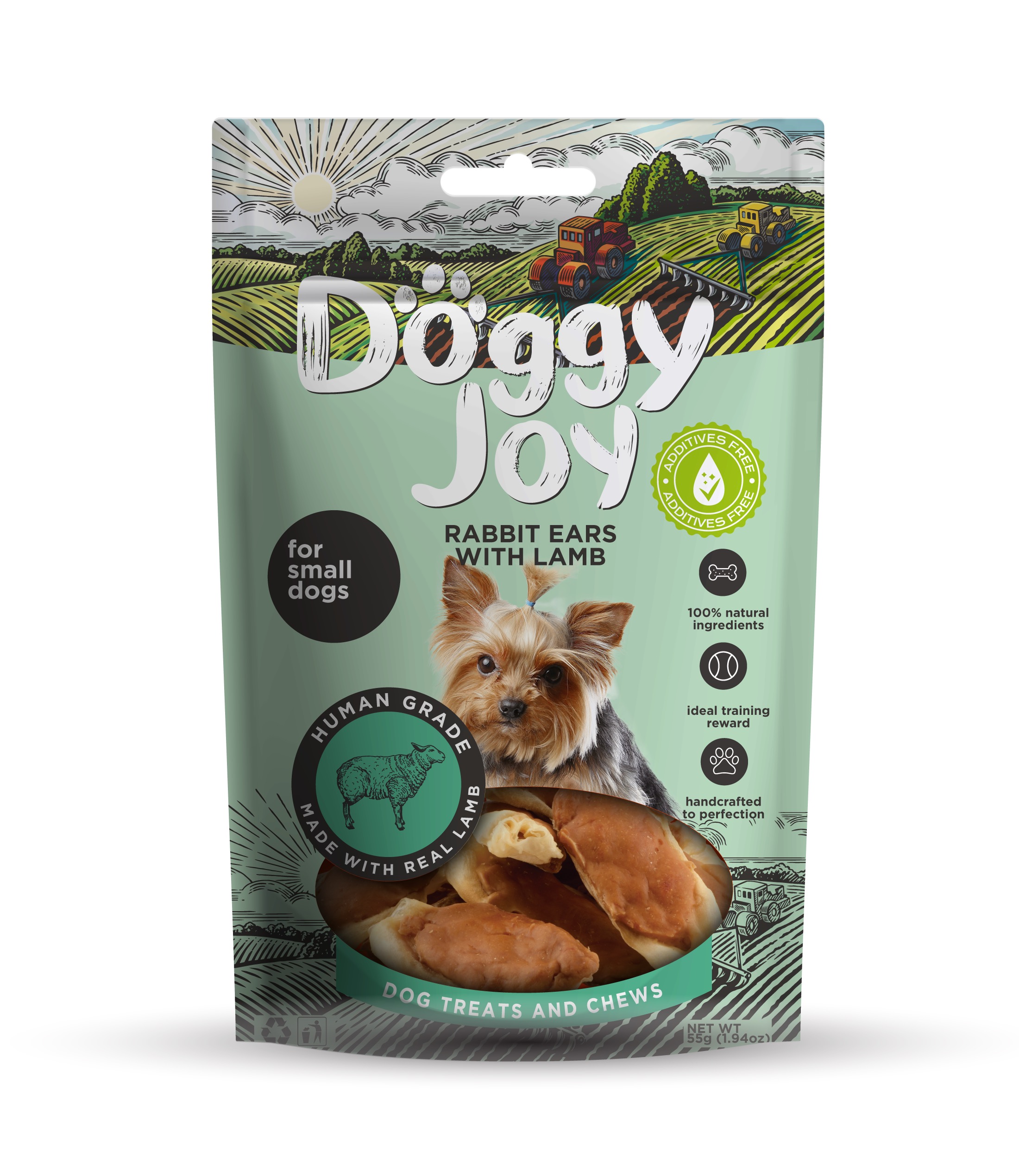 Doggy Joy rabbit ears with lamb närimismaiused koertele 55g 1 Doggy Joy rabbit ears with lamb närimismaiused koertele 55g