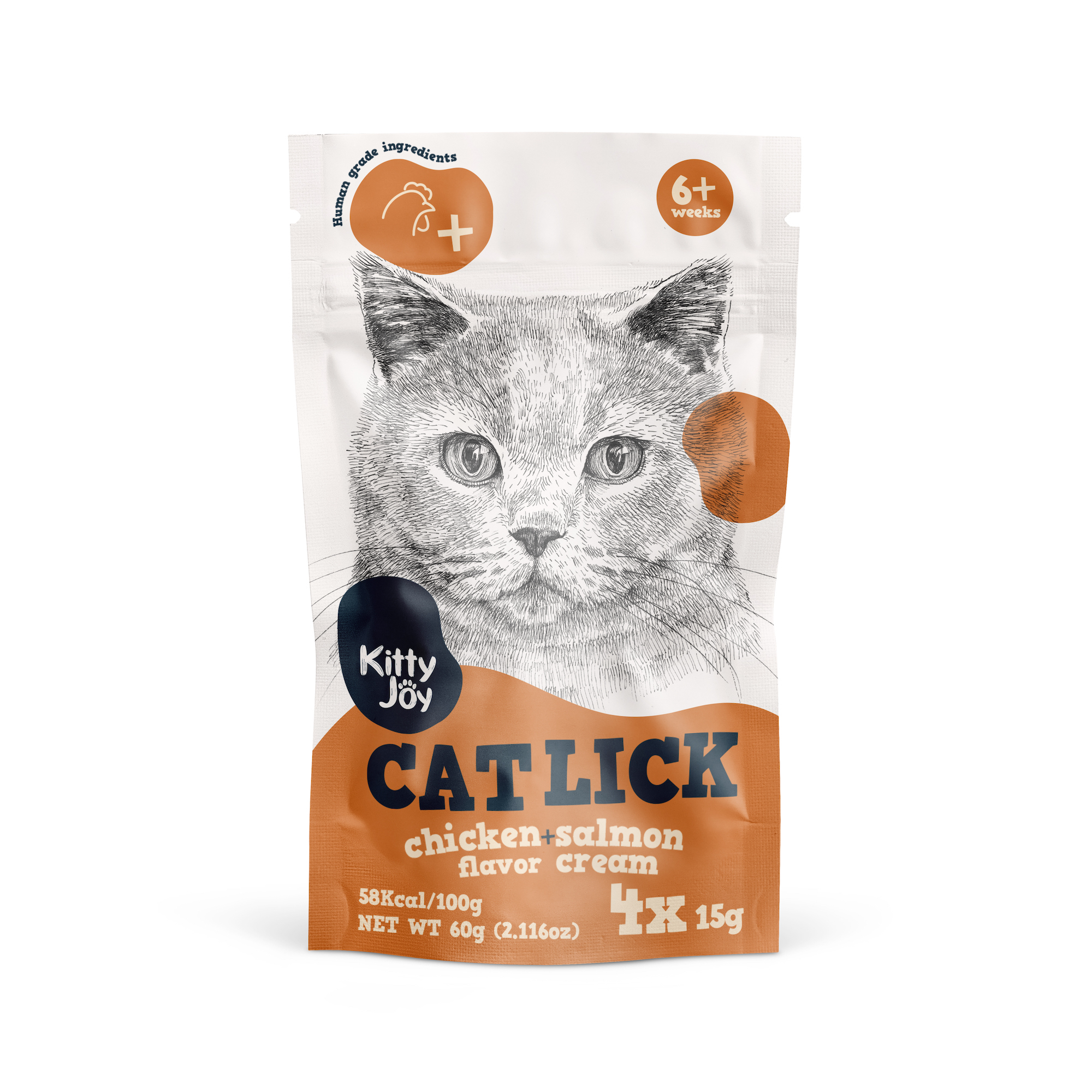 Kitty Joy Cat Lick kana ja lõhega kassimaius 4x15g 1 Kitty Joy Cat Lick kana ja lõhega kassimaius 4x15g