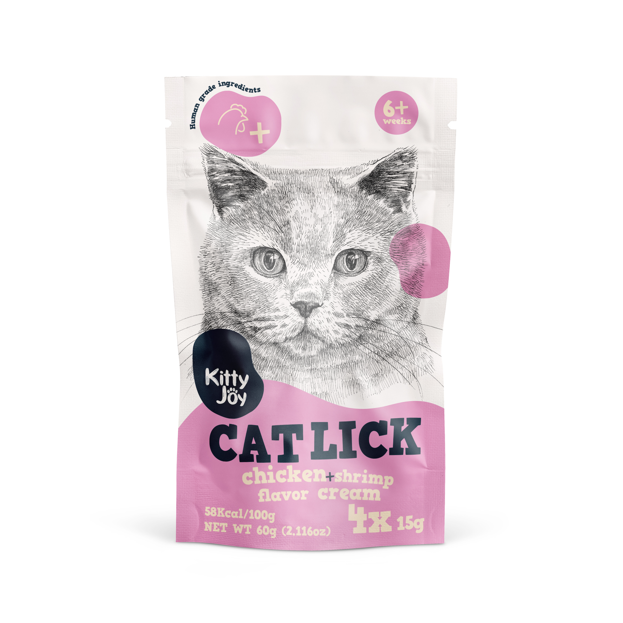 Kitty Joy Cat Lick kana ja krevetiga kassimaius 4x15g 1 Kitty Joy Cat Lick kana ja krevetiga kassimaius 4x15g