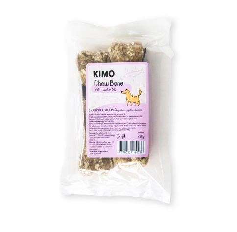 Kimo naturaalne närimiskont lõhega 17cm 2tk 230g 1 Kimo naturaalne närimiskont lõhega 17cm 2tk 230g