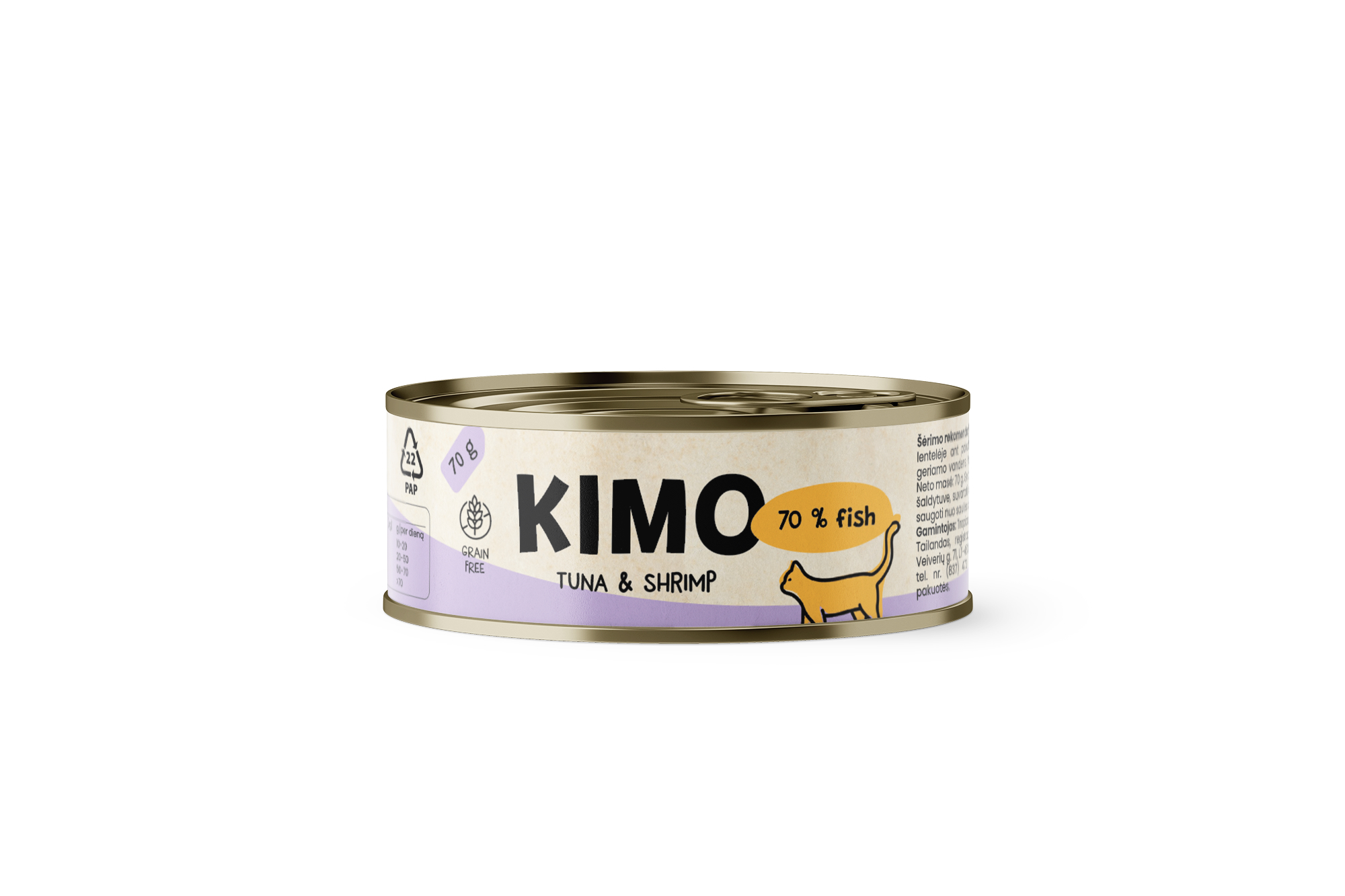 Kimo Tuna & Shrimp konserv kassidele 70g 1 Kimo Tuna & Shrimp konserv kassidele 70g