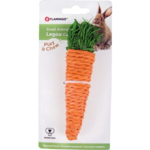 Flamingo porgandikujuline mänguasi närilistele 13cm
