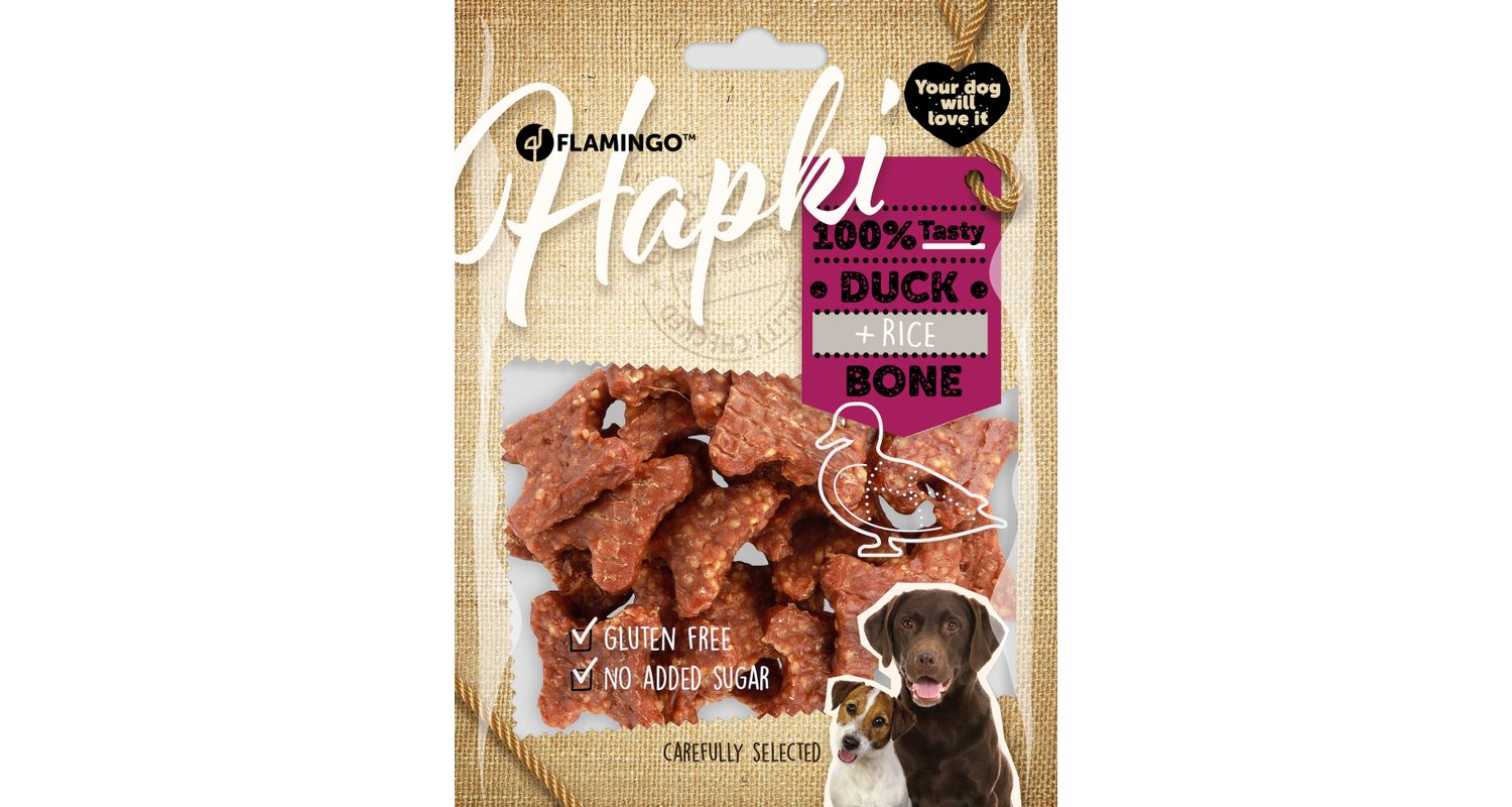 Flamingo Hapki Duck + Rice Bone närimismaius koerale 170g 1 Flamingo Hapki Duck + Rice Bone närimismaius koerale 170g