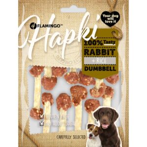 Flamingo Hapki Rabbit + Rice Dumbbell närimismaius koerale 150g