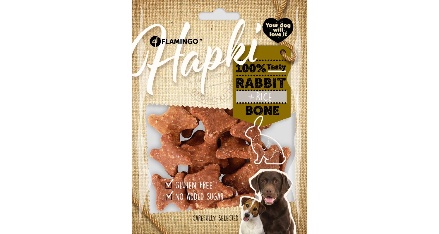 Flamingo Hapki Rabbit + Rice Bone närimismaius koerale 170g 1 Flamingo Hapki Rabbit + Rice Bone närimismaius koerale 170g