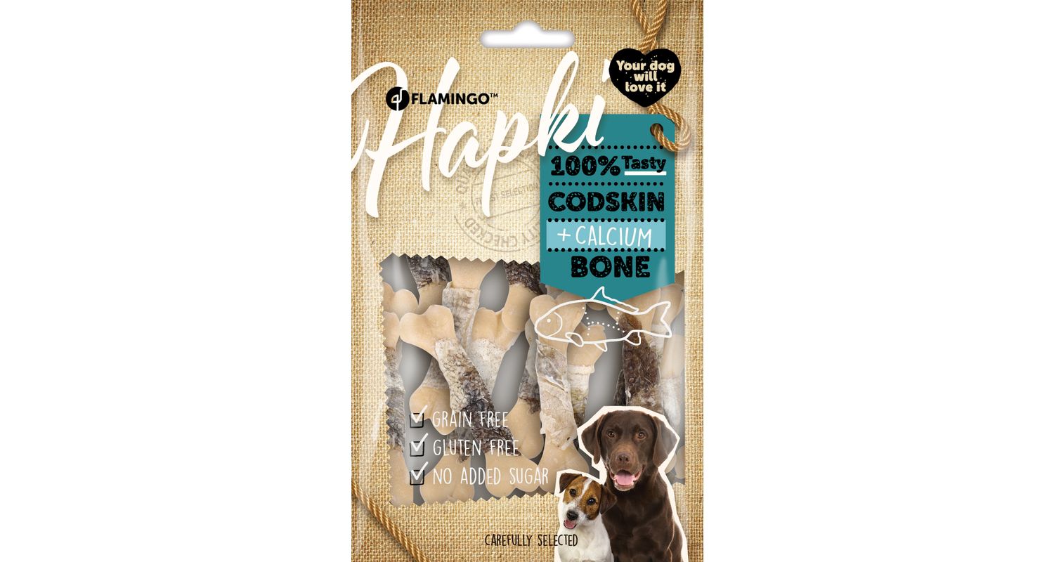 Flamingo Hapki Codskin + Calcium Bone närimismaius koerale 85g 1 Flamingo Hapki Codskin + Calcium Bone närimismaius koerale 85g