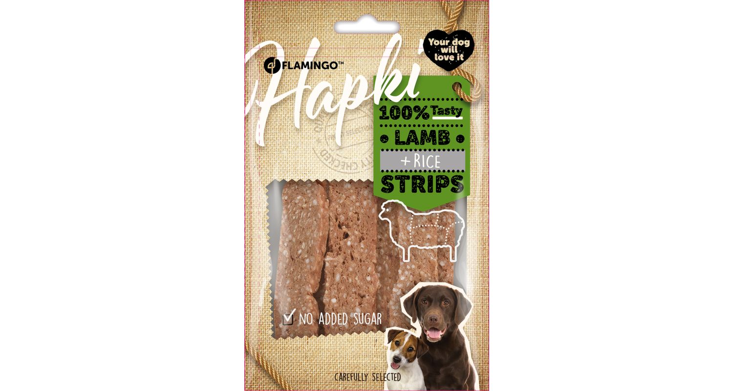 Flamingo Hapki Lamb + Rice Strips närimismaius koerale 85g 1 Flamingo Hapki Lamb + Rice Strips närimismaius koerale 85g