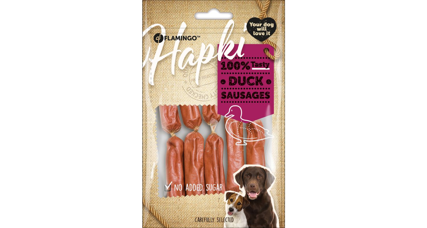Flamingo Hapki Duck Sausages närimismaius koerale 85g 1 Flamingo Hapki Duck Sausages närimismaius koerale 85g