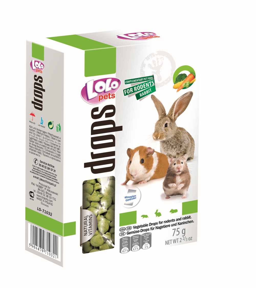 LoLo Pets Drops maiused närilistele köögiviljadega 75g 1 LoLo Pets Drops maiused närilistele köögiviljadega 75g
