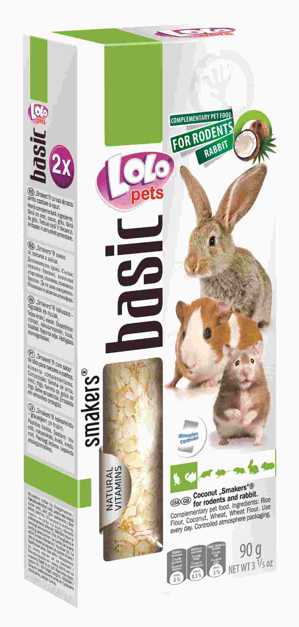 LoLo Pets Smakers maiusepulgad närilistele ja jänestele kookosega 2tk 90g 1 LoLo Pets Smakers maiusepulgad närilistele ja jänestele kookosega 2tk 90g
