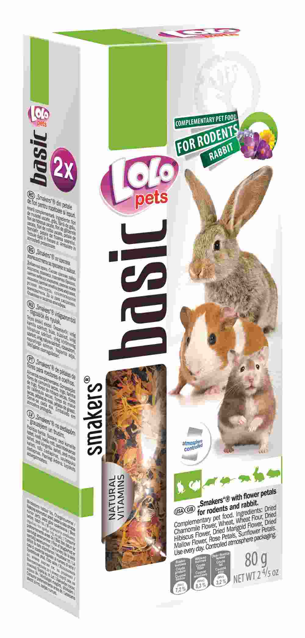 LoLo Pets Smakers maiusepulgad närilistele ja jänestele lille kroonlehtedega 2tk 80g 1 LoLo Pets Smakers maiusepulgad närilistele ja jänestele lille kroonlehtedega 2tk 80g