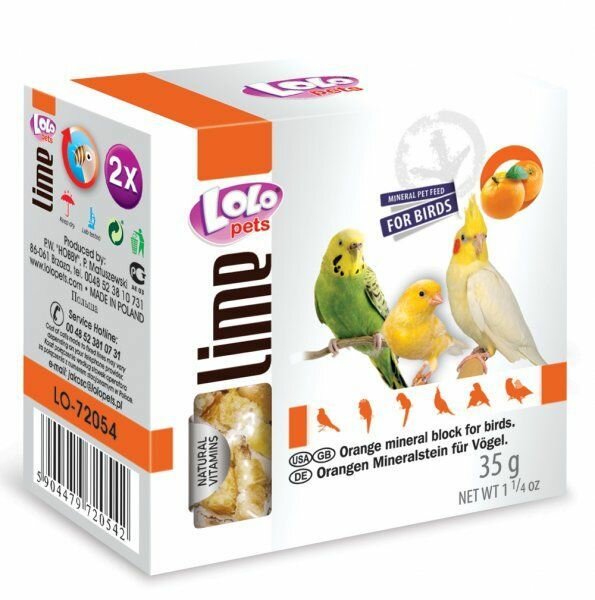LoLo Pets Lime mineraalkivi lindudele apelsiniga 35g 1 LoLo Pets Lime mineraalkivi lindudele apelsiniga 35g