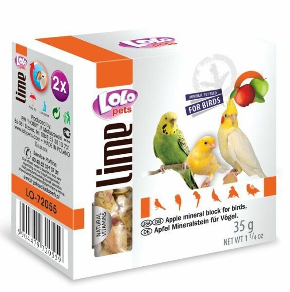 LoLo Pets Lime mineraalkivi lindudele õunaga 35g 1 LoLo Pets Lime mineraalkivi lindudele õunaga 35g