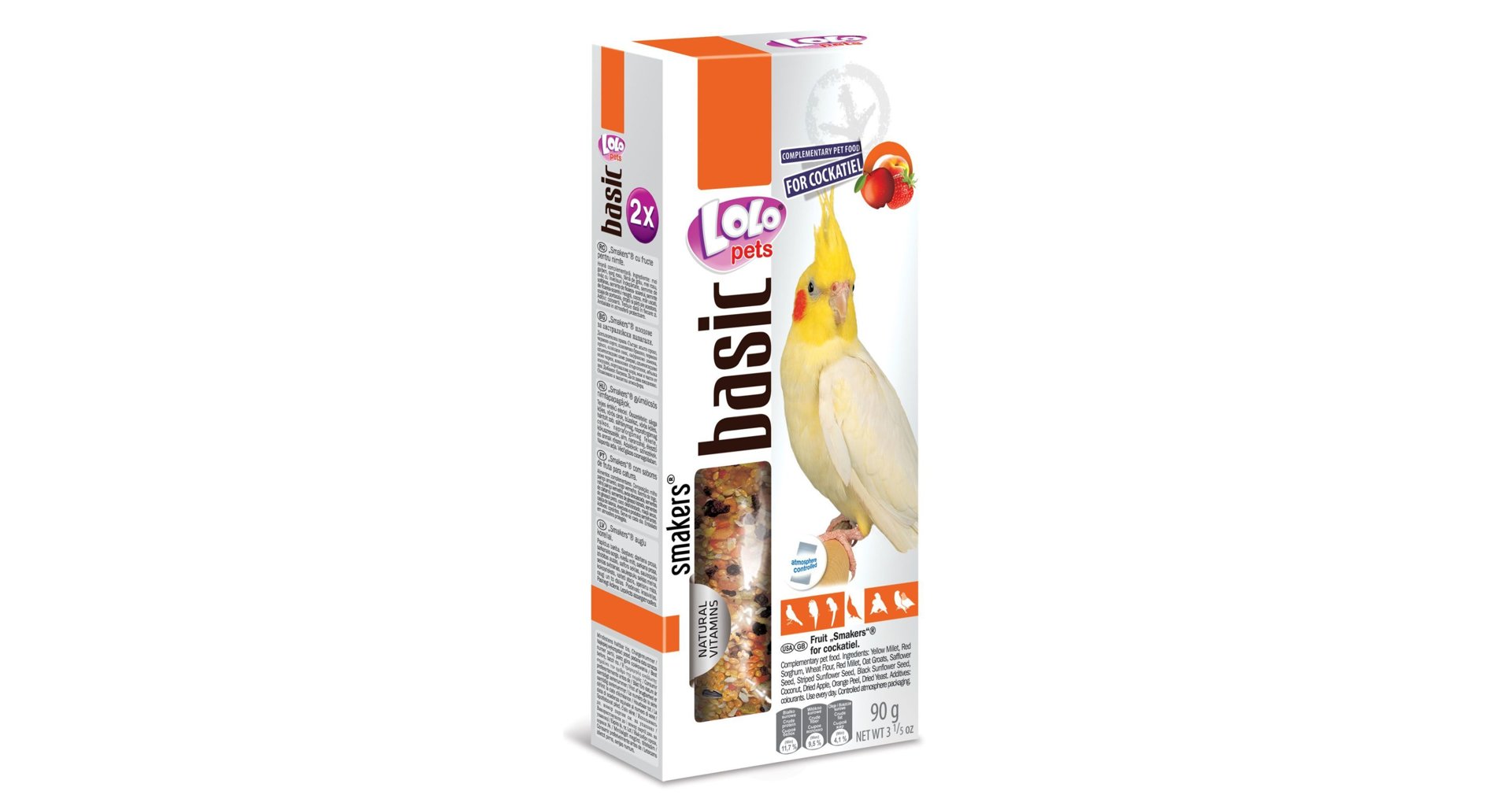 LoLo Pets Smakers maiusepulgad nümfkakaduudele puuviljadega 2tk 90g 1 LoLo Pets Smakers maiusepulgad nümfkakaduudele puuviljadega 2tk 90g