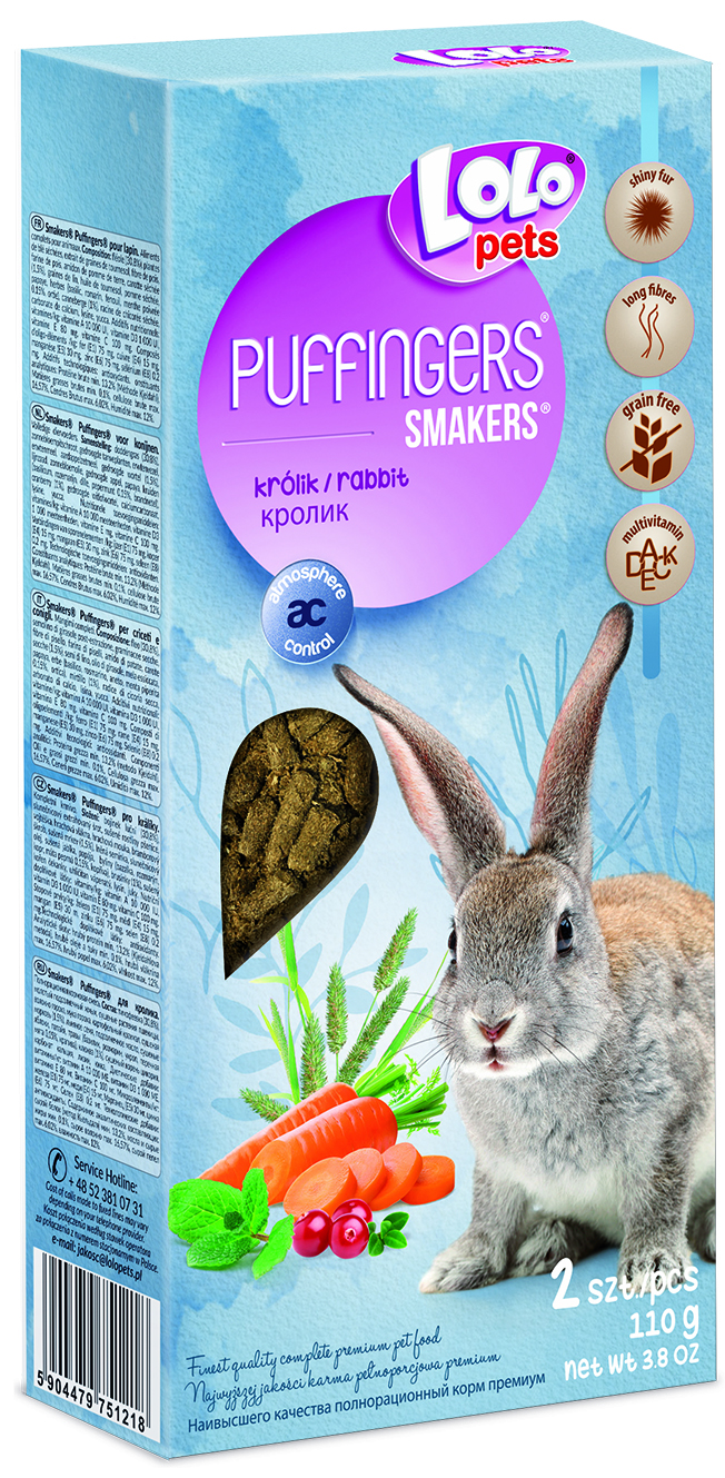 LoLo Pets Puffingers närimispulgad jänestele 2tk 110g 1 LoLo Pets Puffingers närimispulgad jänestele 2tk 110g