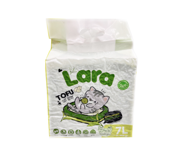 Lara rohelise tee lõhnaline tofu kassiliiv 7L 1 Lara rohelise tee lõhnaline tofu kassiliiv 7L