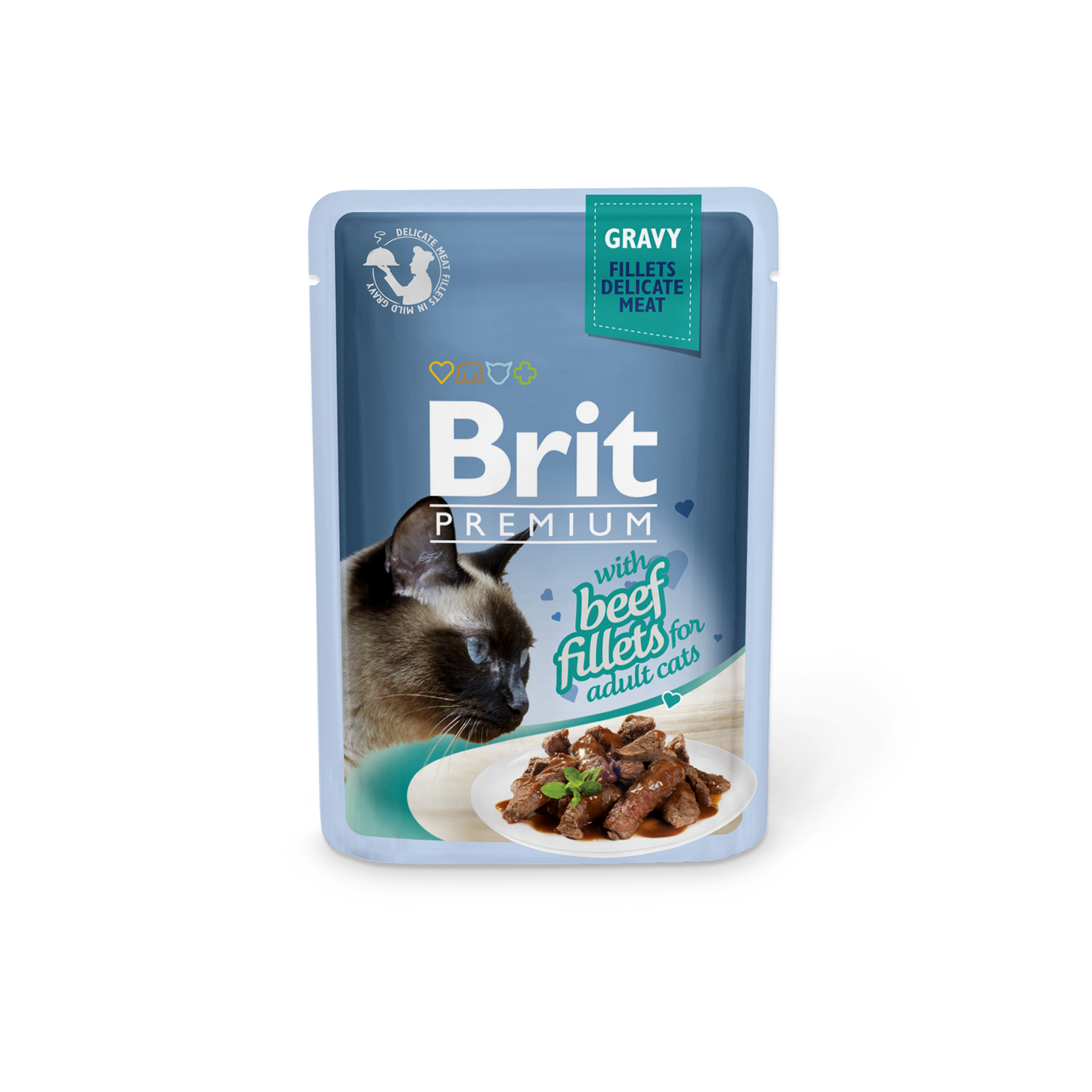 Brit Premium Cat Delicate Beef Fillets in Gravy märgtoit kassidele 85g 1 Brit Premium Cat Delicate Beef Fillets in Gravy märgtoit kassidele 85g