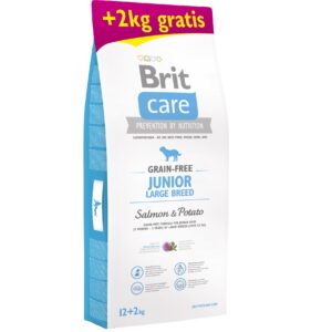 Brit Care Junior Large Breed Salmon & Potato koeratoit 12kg+2kg