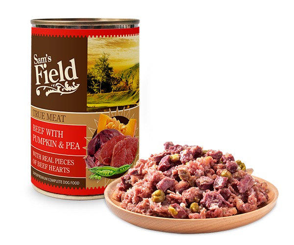 Sam & Field Beef with Pumpkin & Pea konserv koertele 400g 1 Sam & Field Beef with Pumpkin & Pea konserv koertele 400g