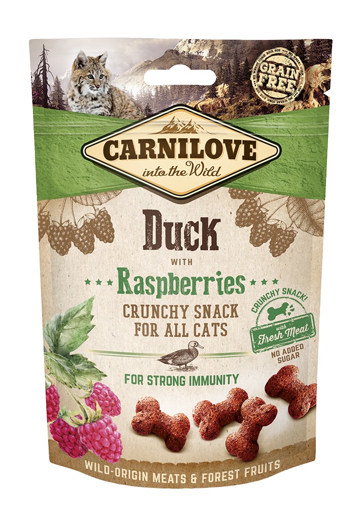 Carnilove Cat Snack Duck with Raspberries närimismaiused kassile 50g 1 Carnilove Cat Snack Duck with Raspberries närimismaiused kassile 50g
