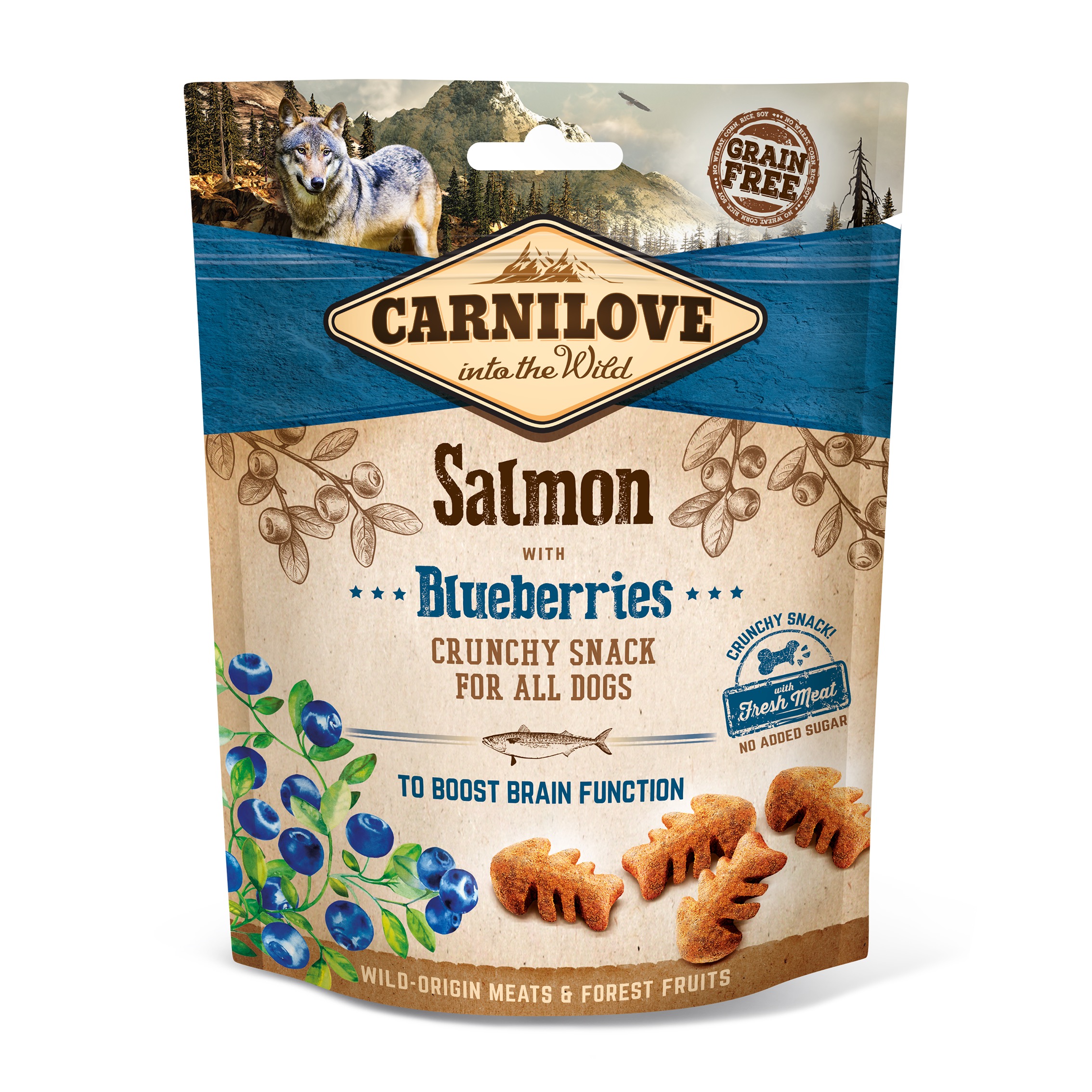 Carnilove Dog Snack Salmon & Blueberries maiused koerale 200g 1 Carnilove Dog Snack Salmon & Blueberries maiused koerale 200g