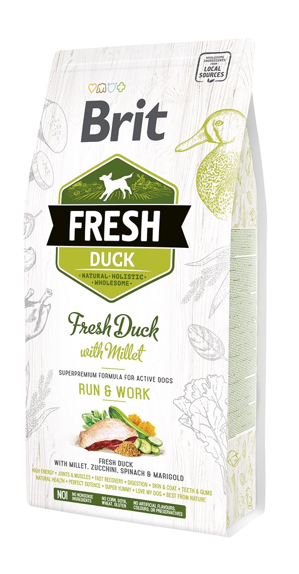 Brit Fresh Duck Millet Adult Run Work koeratoit 2,5 kg 1 Brit Fresh Duck Millet Adult Run Work koeratoit 2,5 kg