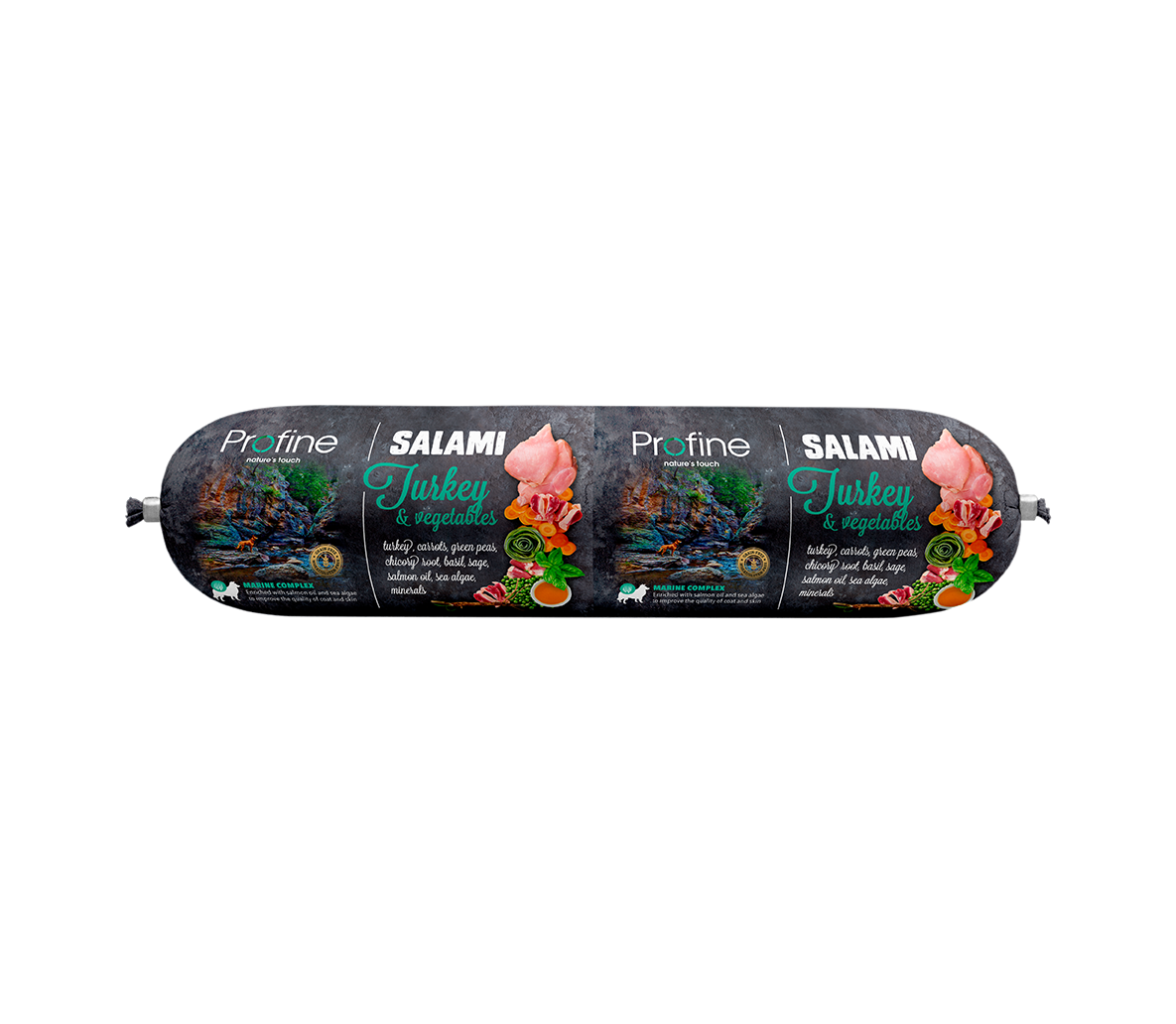 Profine Turkey & Vegetables Salami vorst koertele 800g 1 Profine Turkey & Vegetables Salami vorst koertele 800g