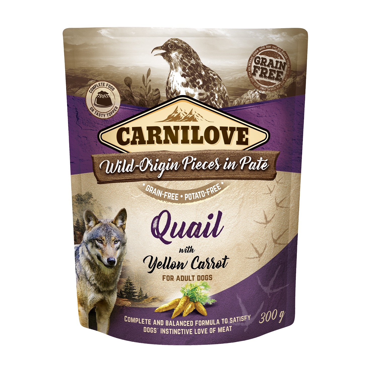 Carnilove Pouch Pate Quail with Yellow Carrot einekotike koertele 300g 1 Carnilove Pouch Pate Quail with Yellow Carrot einekotike koertele 300g