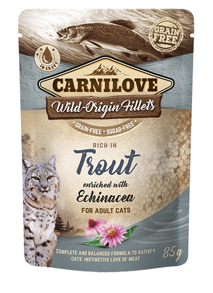 Carnilove Cat Pouch Trout Echinacea einekotike kassidele 85g 1 Carnilove Cat Pouch Trout Echinacea einekotike kassidele 85g