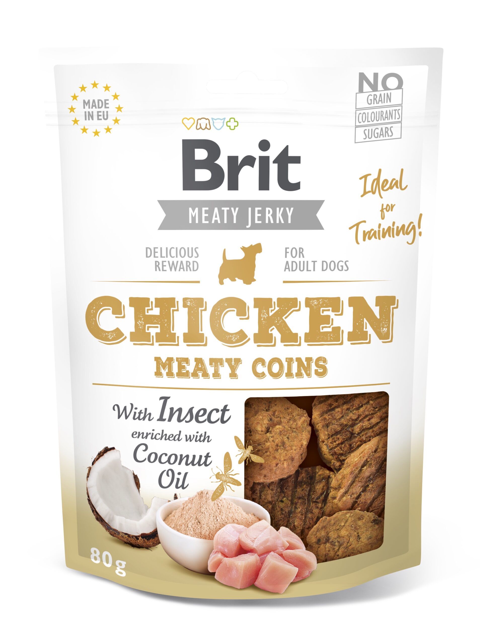 Brit Jerky Chicken Meaty Coins Snack närimismaius koertele 80g 1 Brit Jerky Chicken Meaty Coins Snack närimismaius koertele 80g