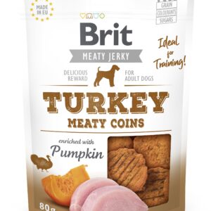 Brit Jerky Turkey Meaty Coins Snack närimismaius koertele 80g