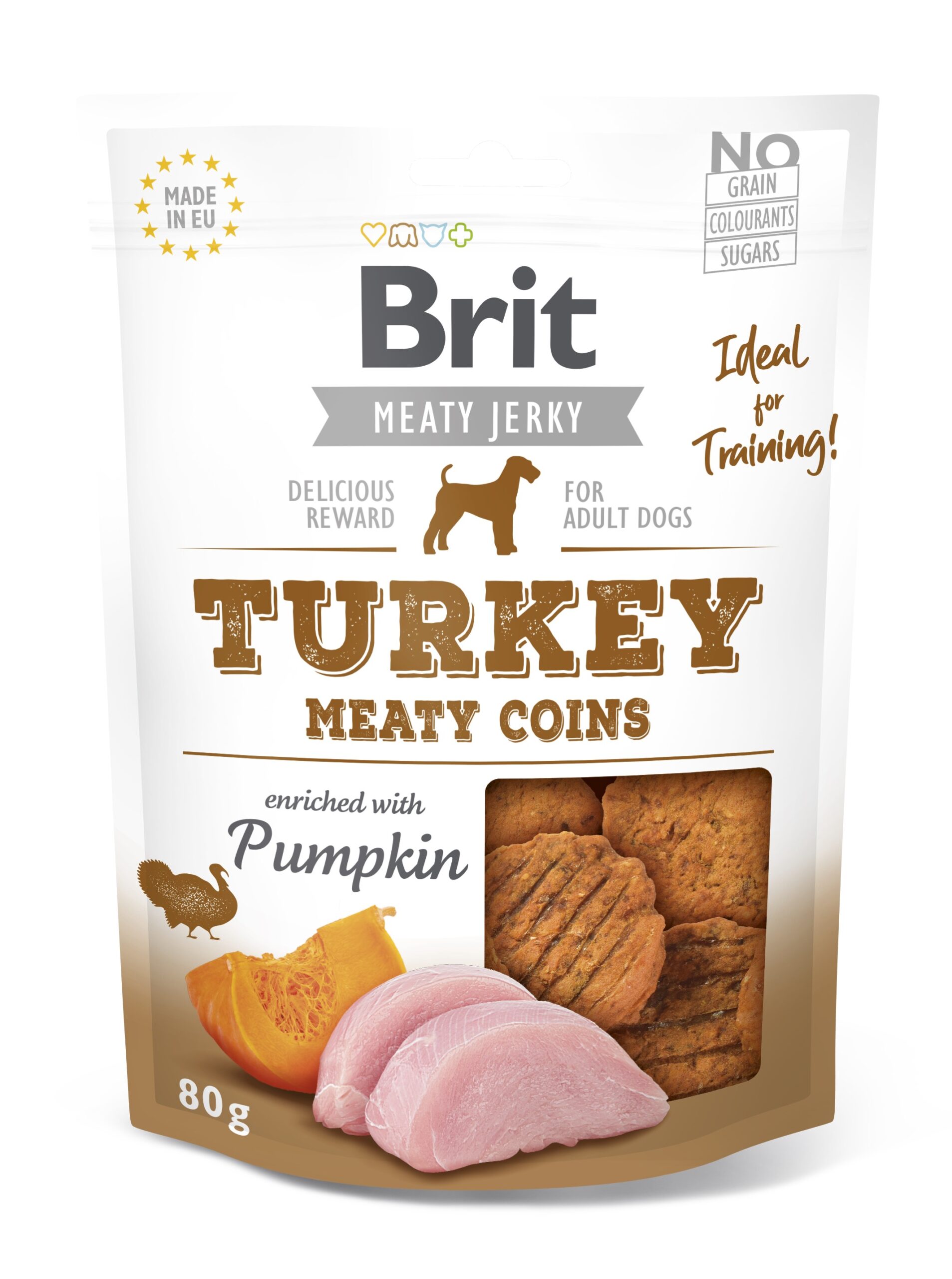 Brit Jerky Turkey Meaty Coins Snack nÀrimismaius koertele 80g 1 Brit Jerky Turkey Meaty Coins Snack nÀrimismaius koertele 80g