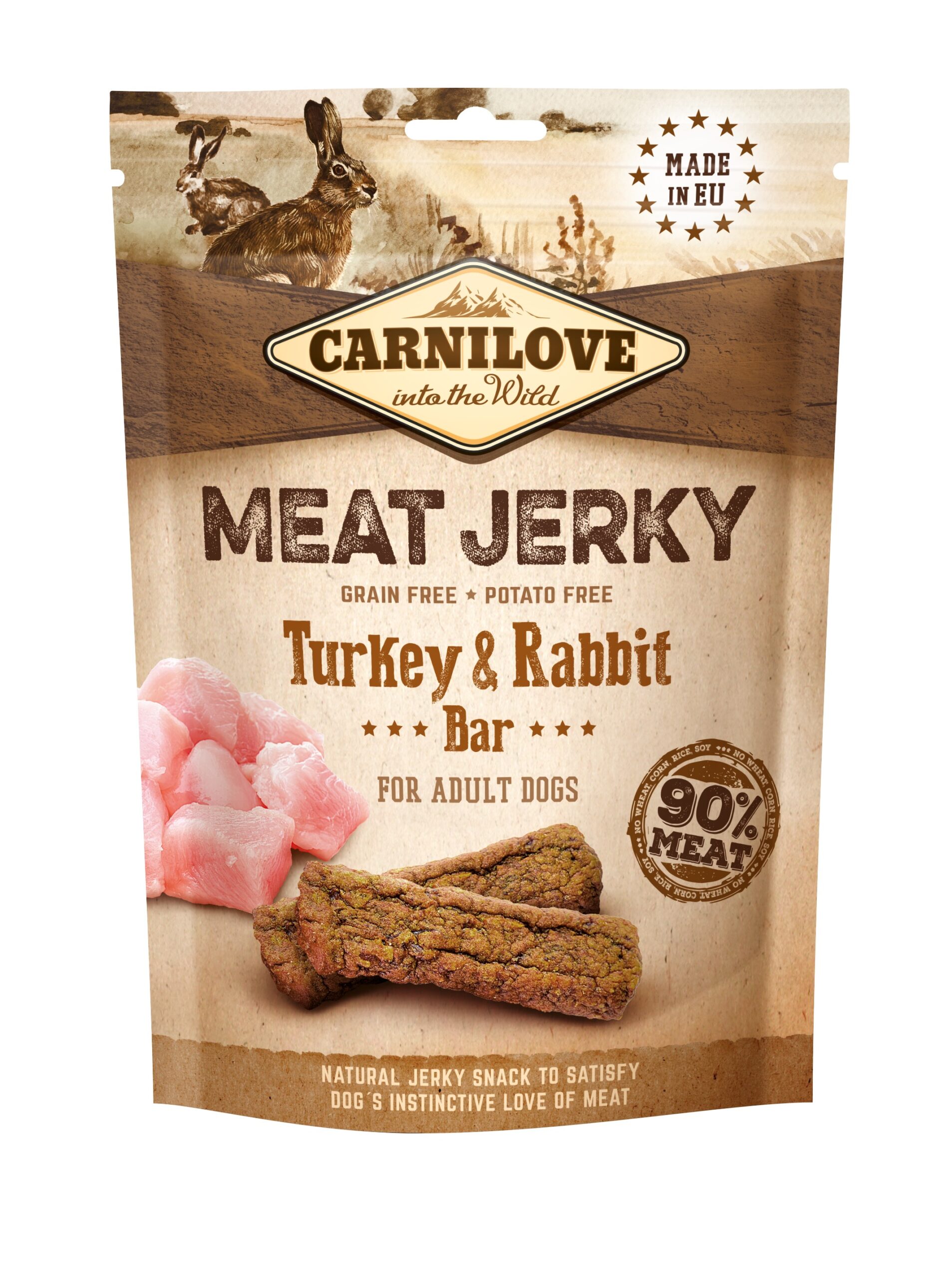 Carnilove Dog Jerky Turkey & Rabbit maius koerale 100g 1 Carnilove Dog Jerky Turkey & Rabbit maius koerale 100g