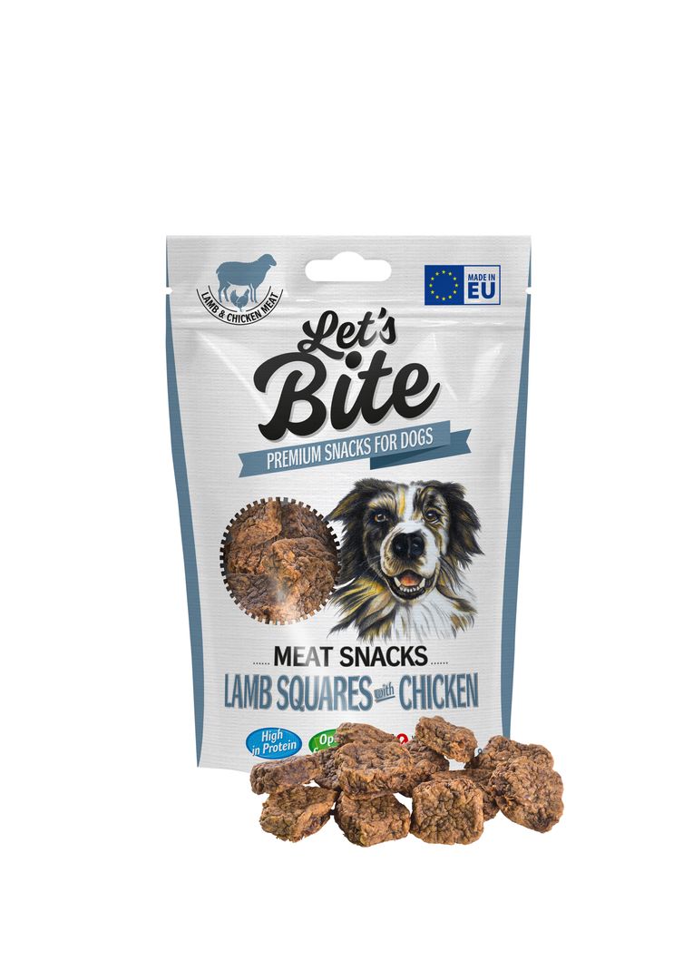 Let's Bite Lamb Squares with Chicken närimismaius koertele 80g 1 Let's Bite Lamb Squares with Chicken närimismaius koertele 80g