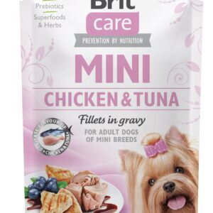 Brit Care Mini pouch Chicken Tuna fillets in gravy einekotike koertele 85g