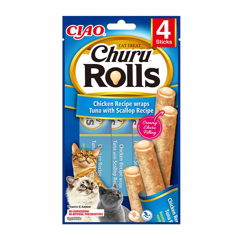 Churu Rolls kassimaius kana, tuunikala ja kammkarbiga 4x10g 1 Churu Rolls kassimaius kana, tuunikala ja kammkarbiga 4x10g