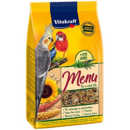 VITAKRAFT KESK.SUURUSEGA PAPAGOIDE TÄISSÖÖT PREMIUM MENU 1KG 1 VITAKRAFT KESK.SUURUSEGA PAPAGOIDE TÄISSÖÖT PREMIUM MENU 1KG