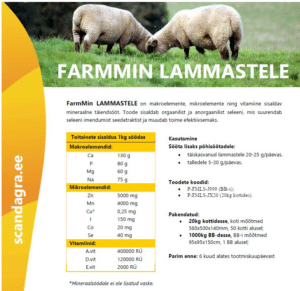 MINERAALSÖÖT FARMMIN LAMMASTELE 20KG 2 lammas