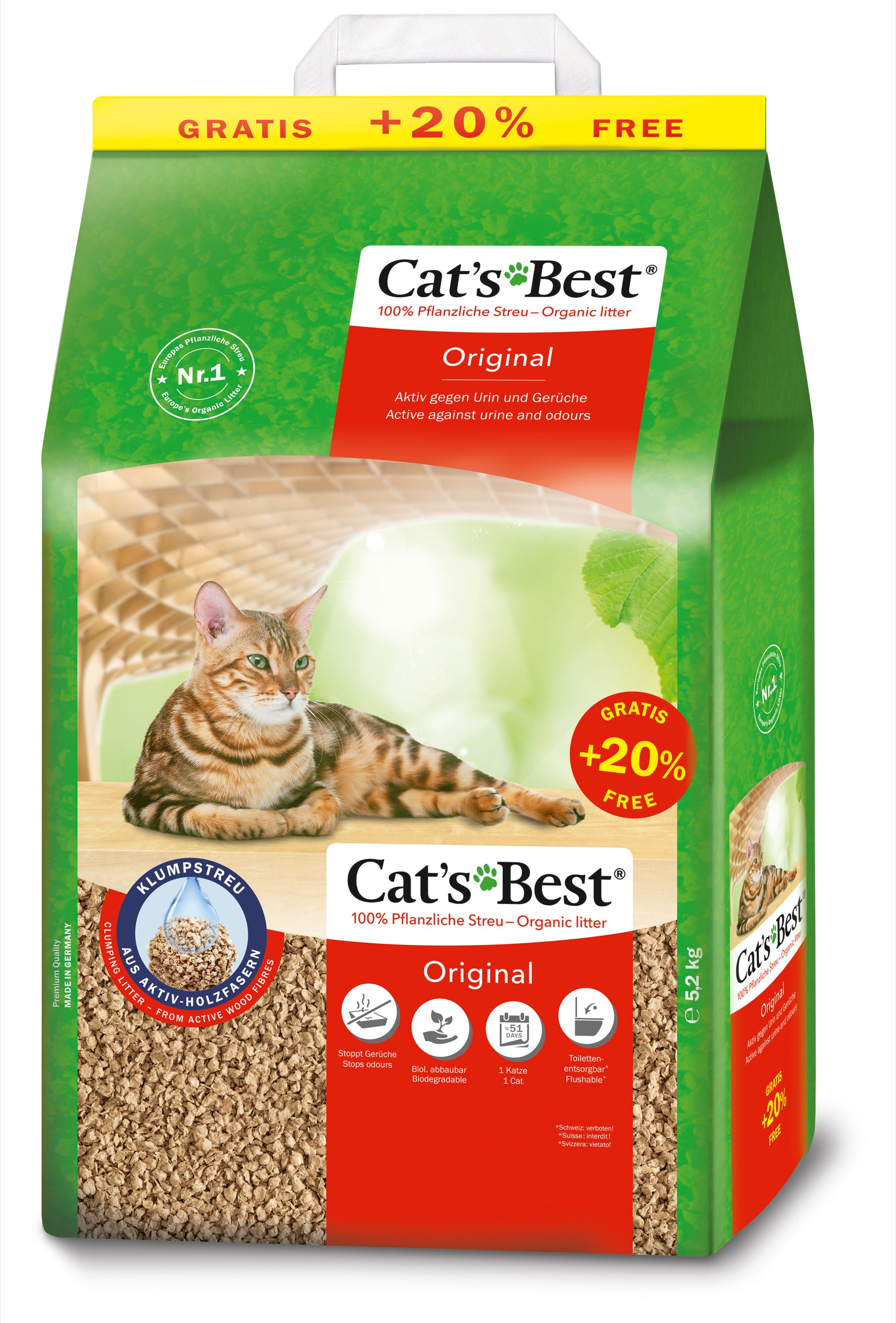Cat's Best Original paakuv kassiliiv 10+2L 1 Cat's Best Original paakuv kassiliiv 10+2L