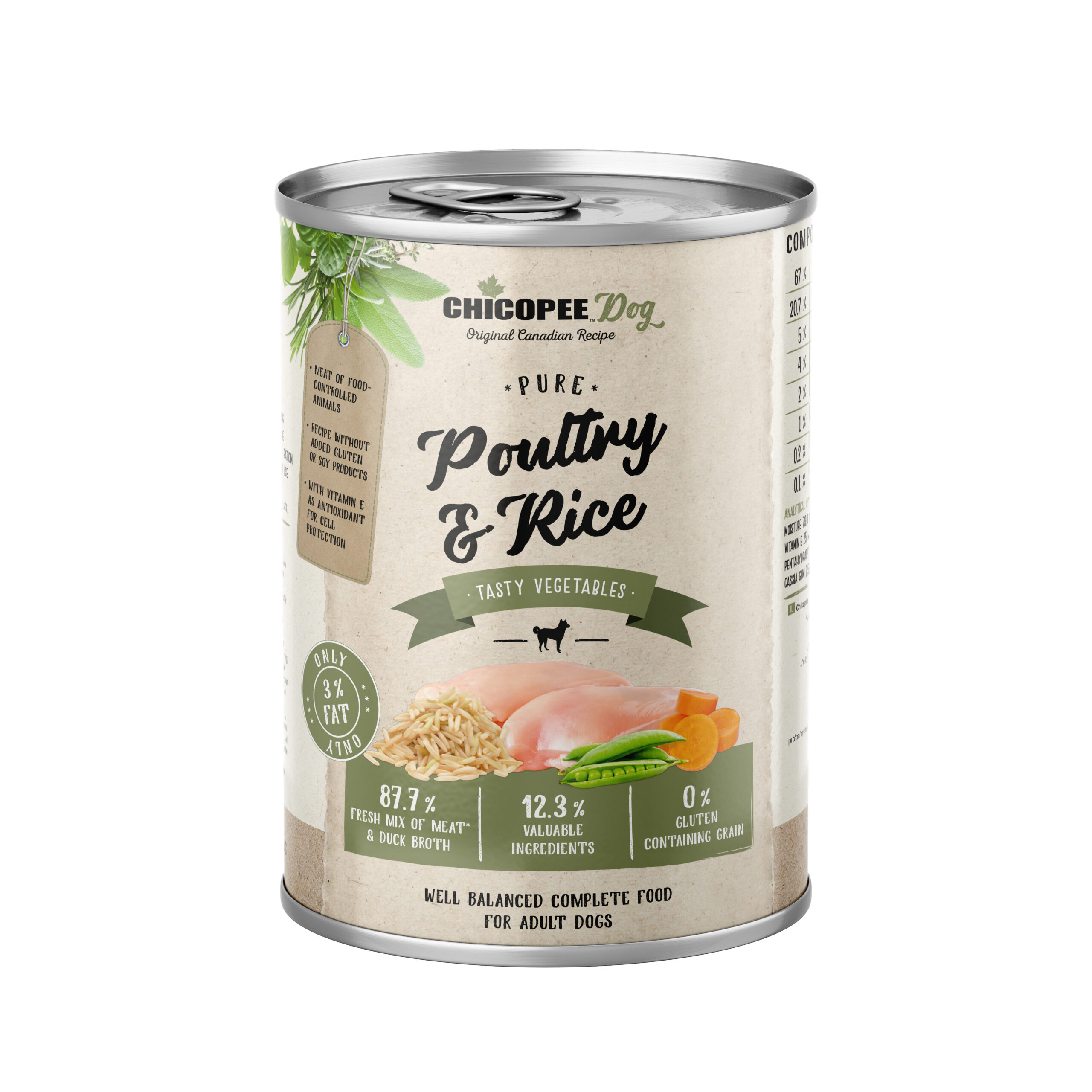 Chicopee Pure Poultry & Rice konserv koertele 400g 1 Chicopee Pure Poultry & Rice konserv koertele 400g
