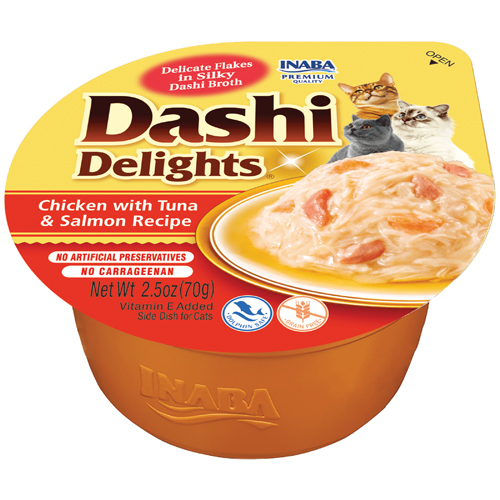 Inaba Dashi Delights Chicken with Tuna & Salmon konserv kassile 70g 2 Inaba Dashi Delights Chicken with Tuna & Salmon konserv kassile 70g - Pilt 2