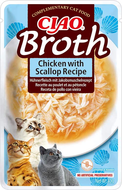 Ciao Broth Chicken with Scallop märgtoit kassidele 40g 1 Ciao Broth Chicken with Scallop märgtoit kassidele 40g