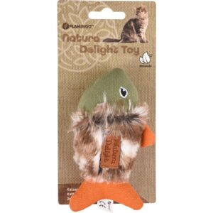 Flamingo naistenõgesega pehme mängukala kassile 13cm