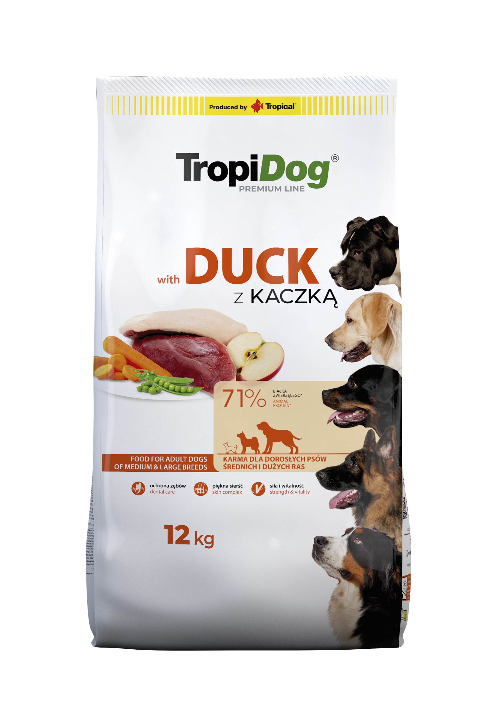 TropiDog Premium Duck with Rice koertoit 12kg 1 TropiDog Premium Duck with Rice koertoit 12kg