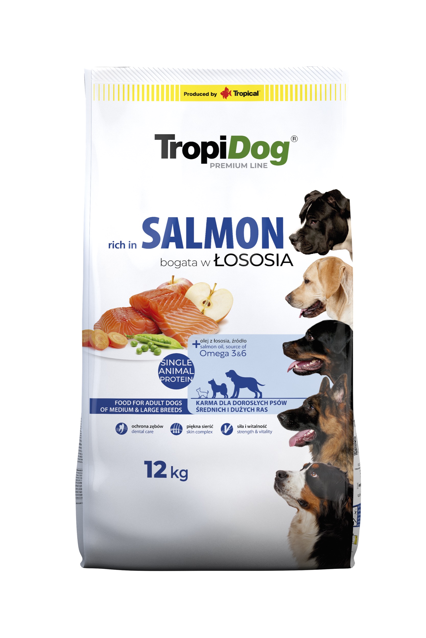 TropiDog Premium Salmon with Rice koertoit 12kg 1 TropiDog Premium Salmon with Rice koertoit 12kg