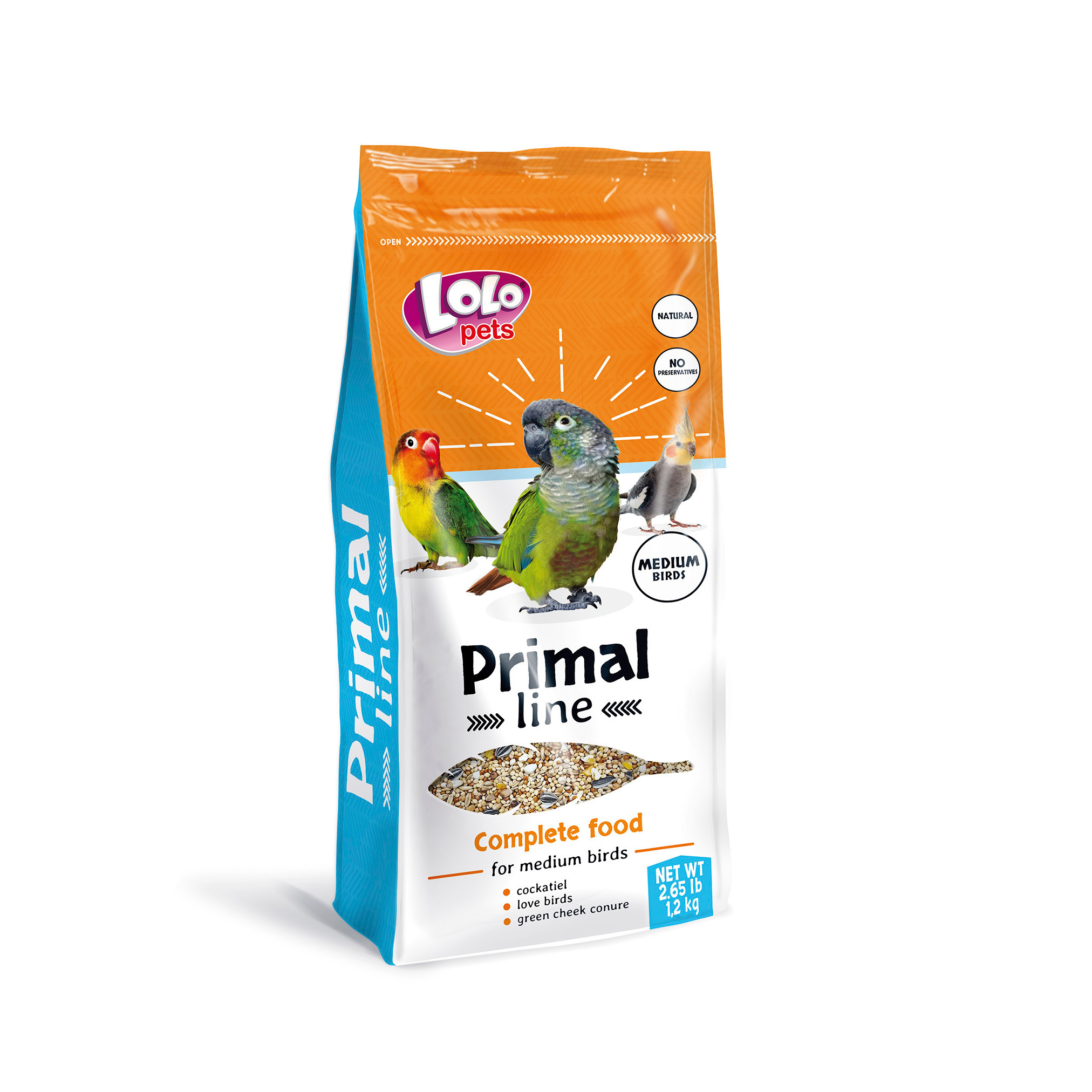 LoLo Pets Primal line linnutoit keskmise suurusega lindudele 1,2kg 1 LoLo Pets Primal line linnutoit keskmise suurusega lindudele 1,2kg
