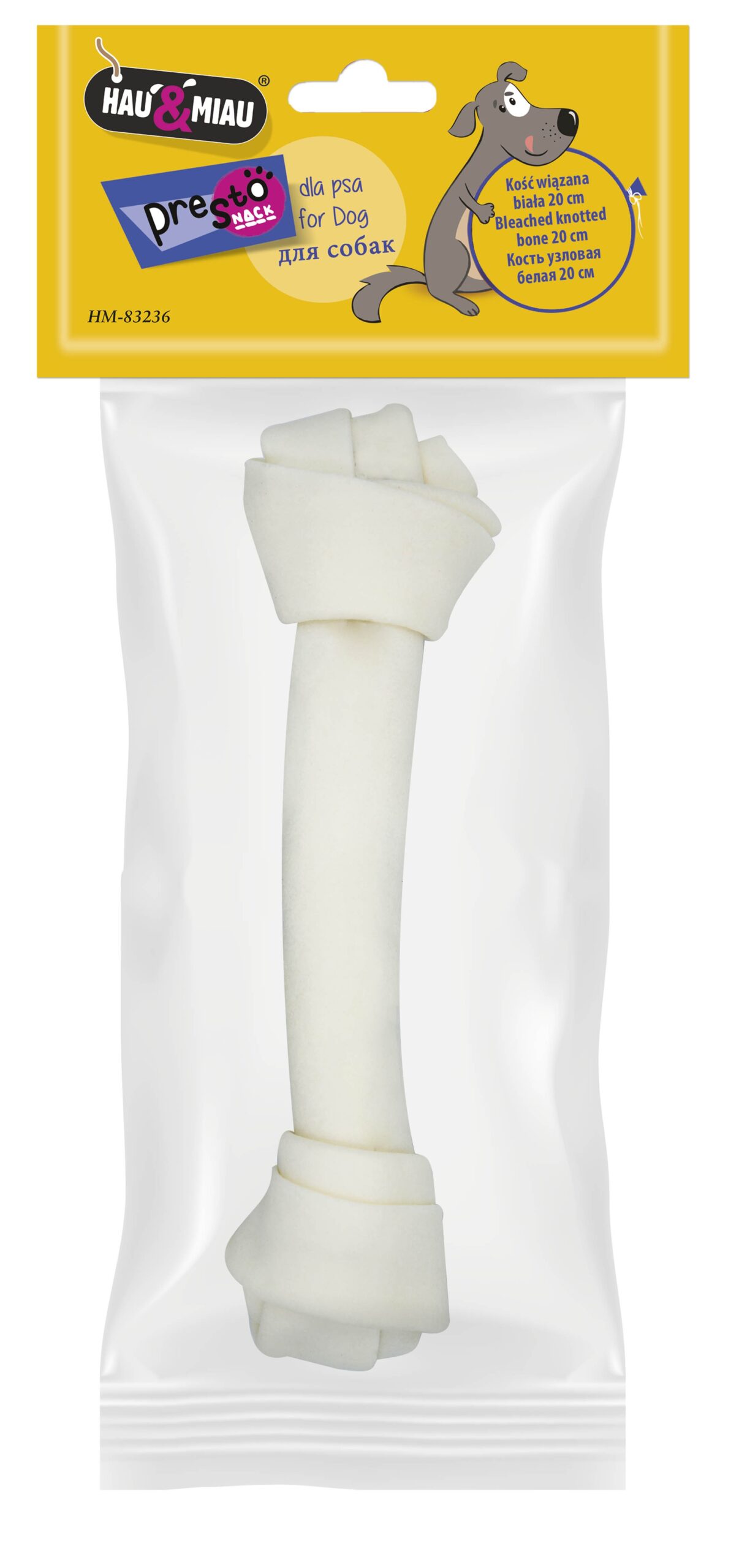 Hau & Miau närimiskont sõlmluu valge 20cm 85g 1 Hau & Miau närimiskont sõlmluu valge 20cm 85g